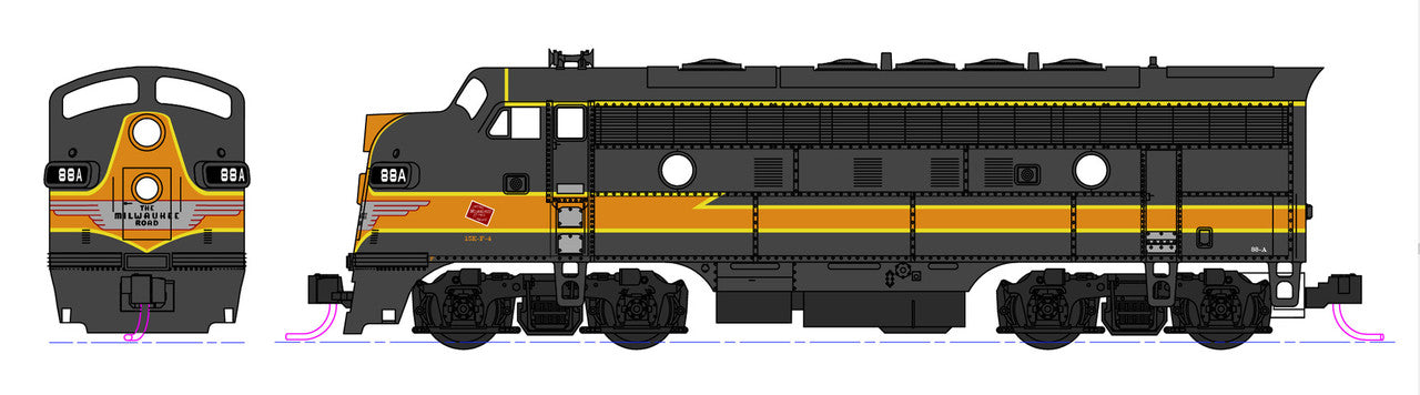 Kato N 106-0429 DCC Ready EMD F7A/B Set Milwaukee Road 'Lightning Bolt