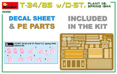 1/35 Miniart T34/85 Plant 112 Tank w/D5T Gun & Full Interior Spring 1944