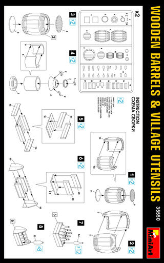 1/35 Miniart Wooden Barrels & Village Accessories