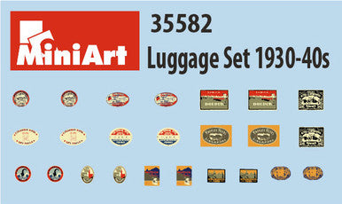 1/35 Miniart Luggage Set 1930-40s (Dock Cart, Pram, Suitcases & Bags)