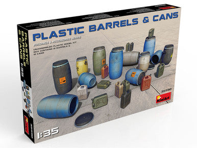 1/35 Miniart Plastic Barrels & Cans (12 each)