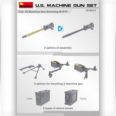 1/35 Miniart US Machine Gun Set (6 different guns, stands, ammo boxes)