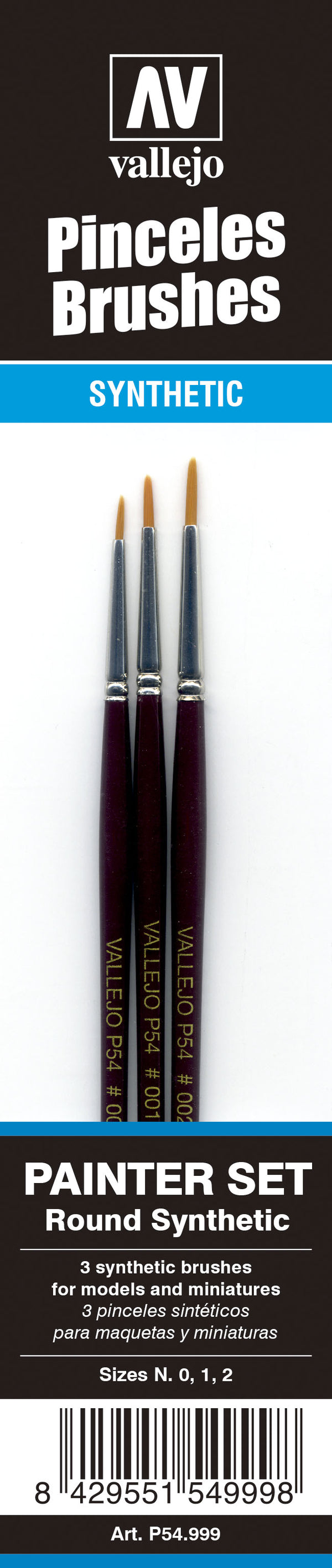 ACRYLICOS VALLEJO S.L Brush Set: Painter P54/Round Toray #0, #1, #2