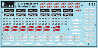 1/35 Miniart Milk Bottles & Wooden Crates