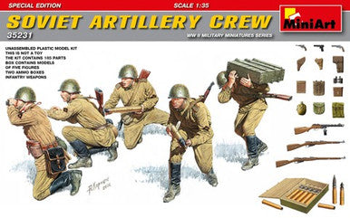 1/35 Miniart WWII Soviet Artillery Crew (5) w/Ammo Boxes & Weapons (Special Edition)