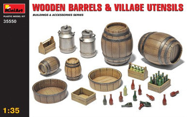 1/35 Miniart Wooden Barrels & Village Accessories