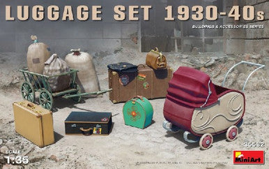 1/35 Miniart Luggage Set 1930-40s (Dock Cart, Pram, Suitcases & Bags)