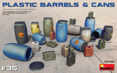 1/35 Miniart Plastic Barrels & Cans (12 each)