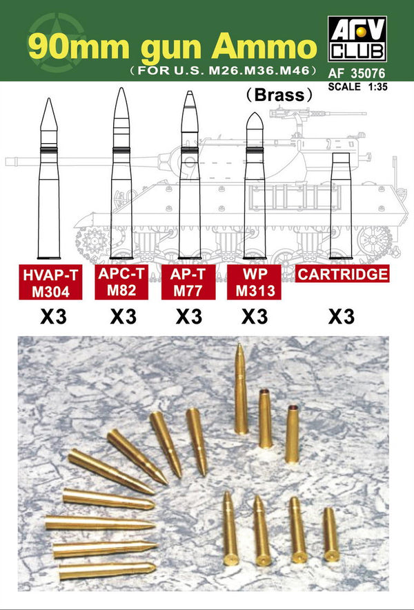 90mm Gun Ammo for US M26, M36 & M46