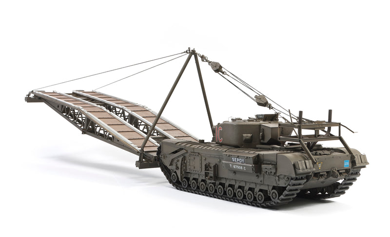 Churchill MK.IV AVRE combat engineer vehicle with small assault bridge