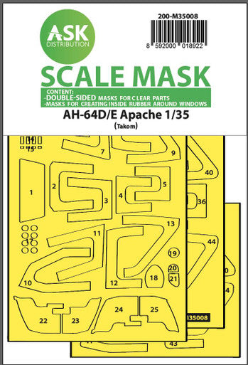 1/35 Art Scale AH-64D/E double-sided mask with inside white rubber mask for Tacom