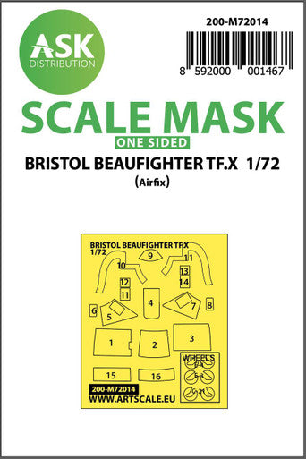 1/72 Art Scale Bristol Beaufighter TF.X one-sided painting mask for Airfix