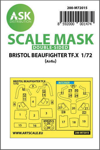 1/72 Art Scale Bristol Beaufighter TF.X double-sided painting mask for Airfix