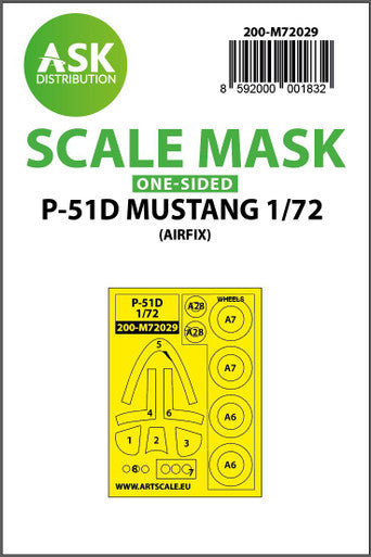 1/72 Art Scale P-51D Mustang one-sided painting mask for Airfix