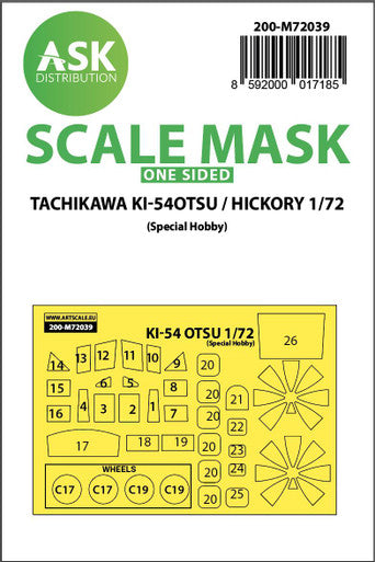 1/72 Art Scale Tachikawa Ki-54OTSU / Hickory one-sided painting mask for Special Hobby