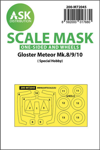 1/72 Art Scale Gloster Meteor Mk.8/9/10 one-sided painting mask for Special Hobby