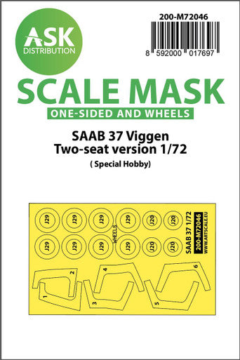 1/72 Art Scale SAAB 37 Viggen double seater one-sided painting mask for Special Hobby