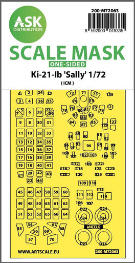 1/72 Art Scale Ki-21lb Sally one-sided pre-cuttet mask for ICM