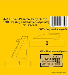 F-4B Phantom Early Fin Tip Fairing and Rudder (separate) 1/48