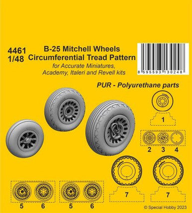 1/48 CMK B-25 Mitchell Wheels/Circumferential Tread Pattern