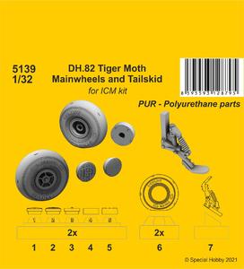 DH.82 Tiger Moth Mainwheels and Tailskid (ICM kit) 1/32