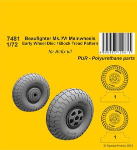 Beaufighter Mk.I/VI Mainwheels - Early Wheel Disk / Block Tread Pattern 1/72