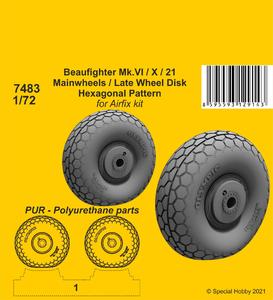 Beaufighter Mk.VI/X/21 Mainwheels - Late Wheel Disk / Hexagonal Tread Pattern 1/72