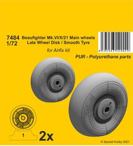 Beaufighter Mk.VI/X/21 Mainwheels - Late Wheel Disk / Smooth Tyre 1/72