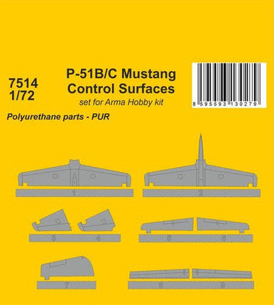 1/72 CMK P-51B/C Mustang Control Surfaces  / for Arma Hobby kit