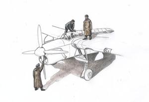 Barracuda Mechanics (3 figures, aboard carrier w/ raincoat) for Sp. Hobby kit 1/72