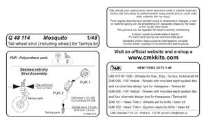 Mosquito Tail wheel strut(inc.whel) TAM 1/48