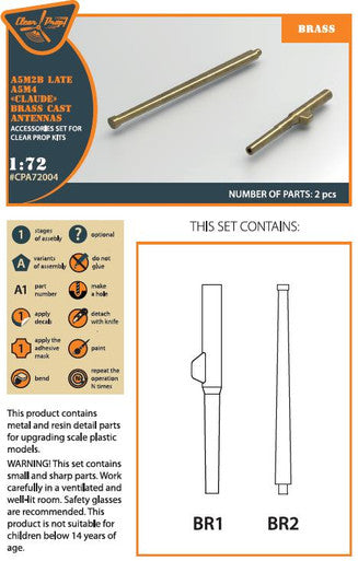 1/72 Clear Prop A5M Claude (late version) brass cast antennas for CP kits CP72009/CP72010