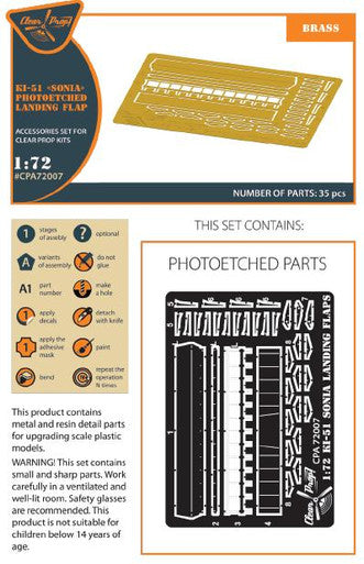 1/72 Clear Prop Ki-51 Sonia (all versions) PE landing flaps for CP kits CP72011/CP72012/CP72013