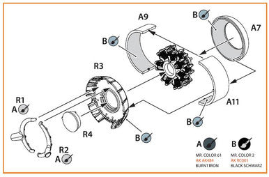 1/72 Clear Prop Ki-51 Sonia (all versions) resin exhaust & cooling gills for CP kits CP72011/CP72012/CP72013