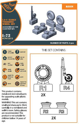 1/72 Clear Prop La-5 (early version) wheel set for CP kit CP72014