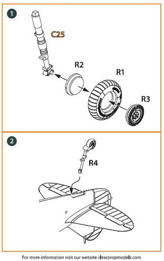 1/72 Clear Prop La-5 (early version) wheel set for CP kit CP72014