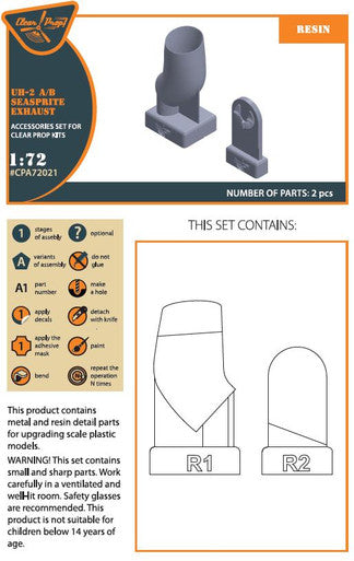 1/72 Clear Prop UH-2 A/B SEASPRITE resin exhaust for CP kit CP72002