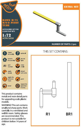 1/72 Clear Prop Hawk H-75 M/N/O Pitot tube for CP kits CP72021/CP72022