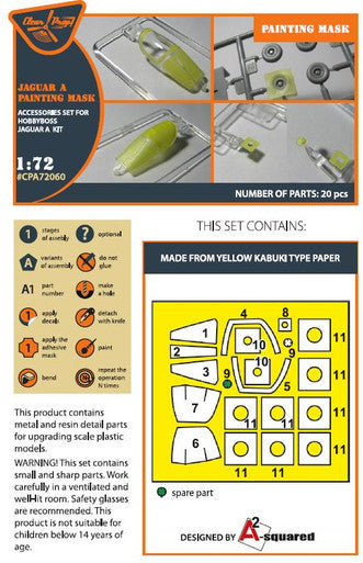1/72 Clear Prop Jaguar A painting mask on yellow kabuki paper for Hobby Boss kit