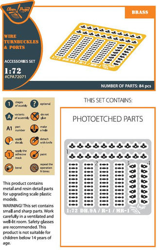 1/72 Clear Prop Wire Turnbuckles and ports for CP kits DH.9a/R-1/MR-1