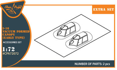 1/72 Clear Prop I-16 vacuum formed canopy (early version) for CP kit