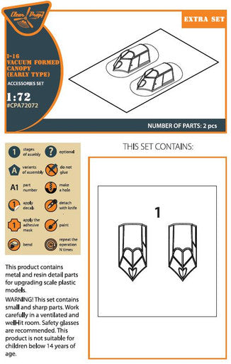 1/72 Clear Prop I-16 vacuum formed canopy (early version) for CP kit