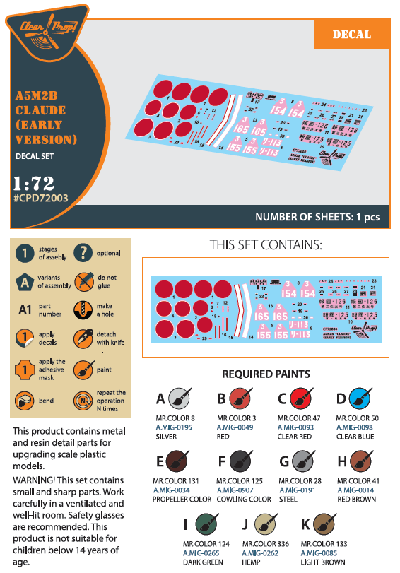 A5M2b Claude (early version) Decal Set