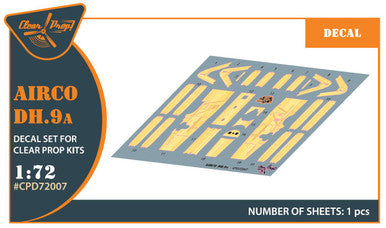 1/72 Clear Prop Airco DH.9a decal set  for CP kits