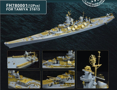 1/700 Flyhawk Photo Etch WWII USS Missouri Super Gold Edition for Tamiya