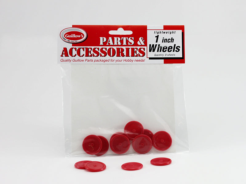 Pack Of 8 Light Weight 1" Wheels - Red - Model Accessories