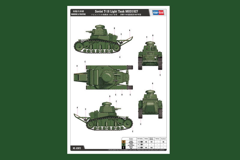 SOVIET T-18 LIGHT   TANK MOD 1927