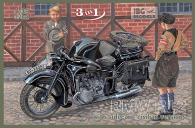 1/35 IBG BMW R12 with Sidecar - Civilian Version ( 3 in 1)