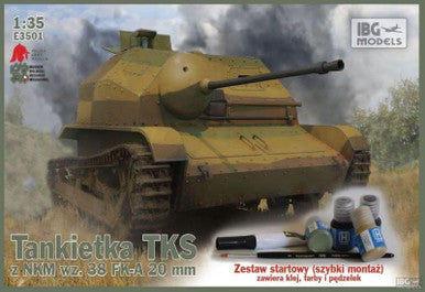 1/35 IBG TKS Tankette with 20mm Gun Quick Build Tracks with small Hataka paint set, brush and glue