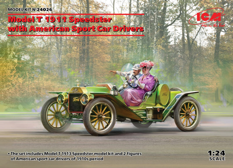 ICM24026 - 1/24 ICM Model T 1913 Speedster with American Sport Car Drivers